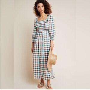 Anthropologie Multicolor Plaid Long Sleeve Dress